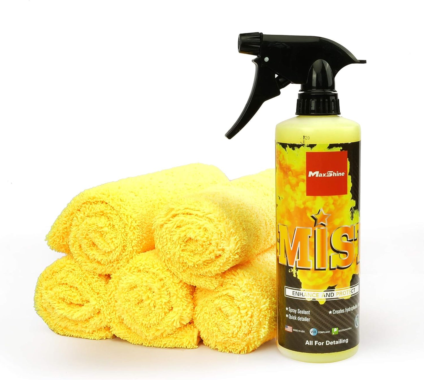 Snow Shine Kit - Includes (1) AIO Mist Cleaner & (5) 380GSM Edgeless Microfiber Towels for Car Detailing - Auto Detailing Supplies & Accessories