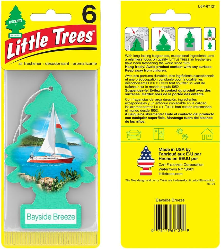 Air Fresheners Car Air Freshener. Hanging Tree Provides Long Lasting Scent for Auto or Home. Bayside Breeze, 24 Air Fresheners